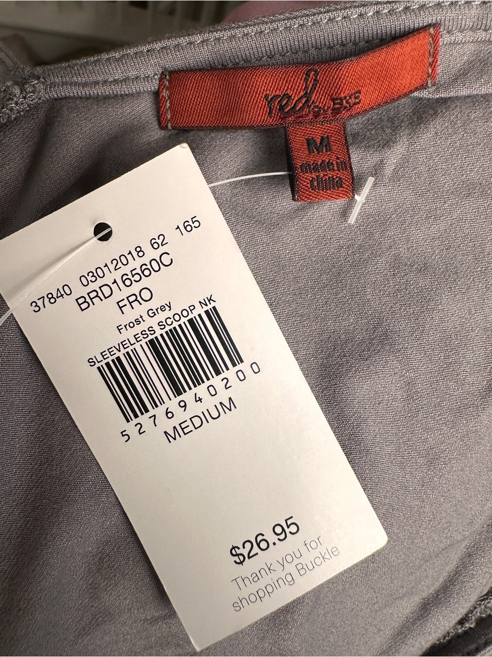 BKE Red Frost Grey Mesh Inset Sleeveless Tank Top | NWT | Medium - Picture 9 of 10